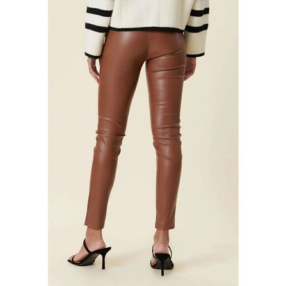 VIBRANT SKINNY WITH ankle ZIPPER cognac brown faux leather size 15 (W 31) - Picture 2 of 7